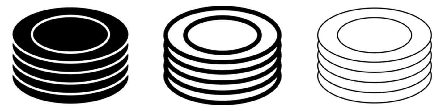 Abstract stacked disc solid glyph icon