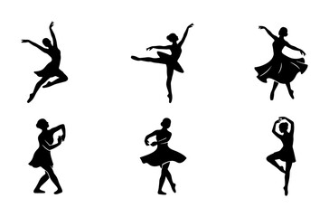 Ballet Dancer Silhouettes Collection, Elegant Poses Vector Art, Classical Dance Figures Set © Sreya