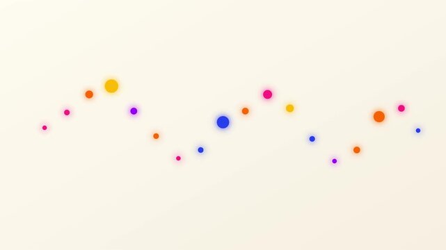 Colorful Geometric Particle Waveform Animation on Soft Cream Background
