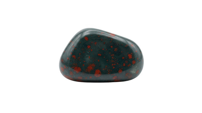 Polished bloodstone gemstone on a solid isolated on transparent background