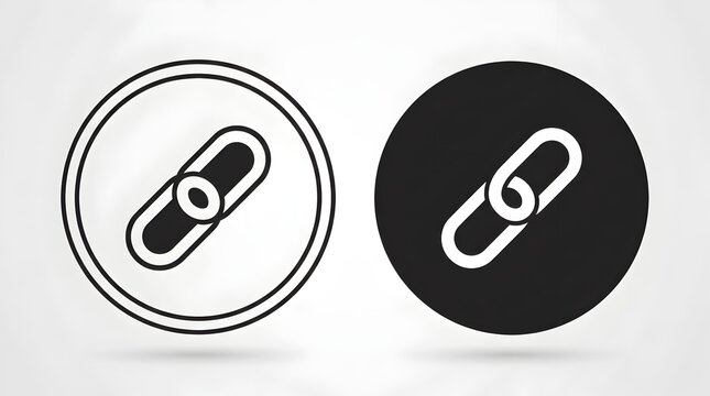 White Chain Link Icons on Dark Circular Backgrounds
