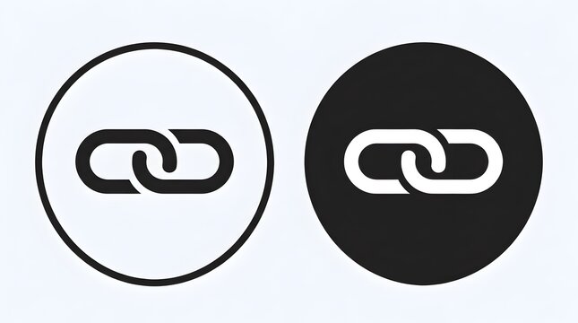 White Chain Link Icons on Dark Circular Backgrounds