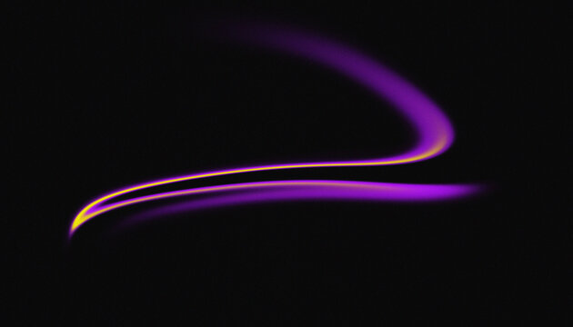 Abstract glowing light trail with purple and orange gradient curves on a dark background