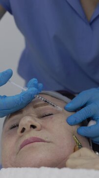Botulinum toxin injection procedure in a clinic setting