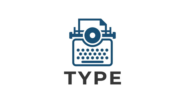 Professional typewriter logo with text.