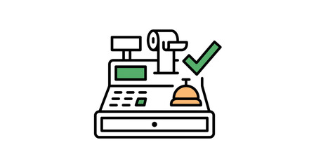 Obraz premium Retail cash register with service bell icon.