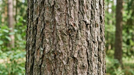 Obraz premium Close-up of rough pine tree bark in a forest