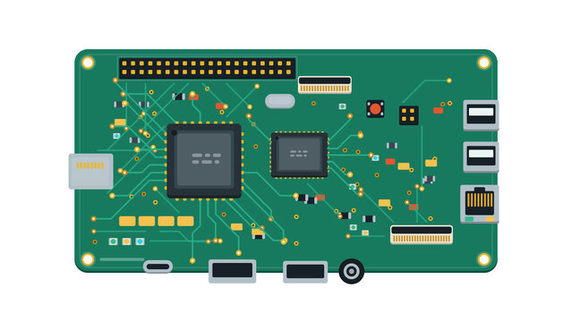 Single board computer with GPIO header, USB and ethernet ports