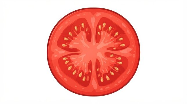 Fresh red tomato slice with visible seeds in cross section