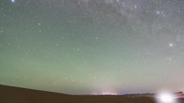 Timelapse of Milky Way over Tengger Desert dunes at night