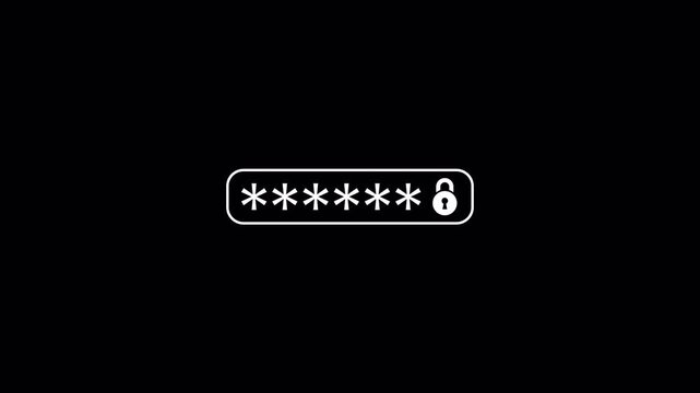 Enter Password on Computer Screen, Secure Login Authentication and Password Entry Animation on Transparent Background in 4K