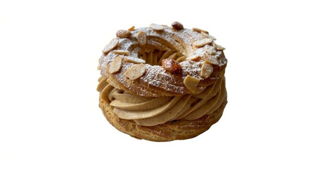 Paris-Brest pastry with praline cream and toasted almonds