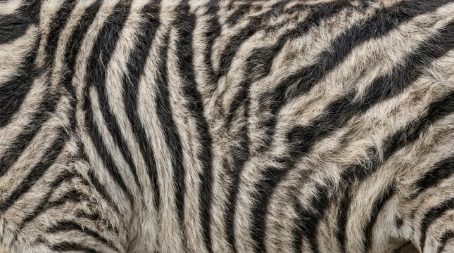 Close-up of zebra fur texture with black and white stripes