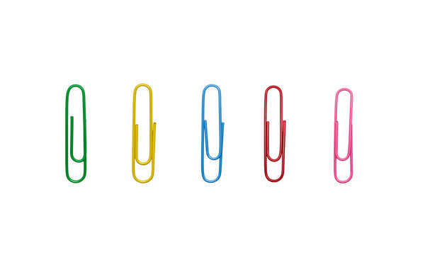 Set of colorful paperclips isolated on transparent background
