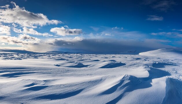 Vast Arctic Snowscape Under A Cloudy Sky