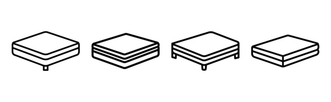Minimalist real estate real estate mattress editable line art vector icon set. Professional real estate outline icons pack.