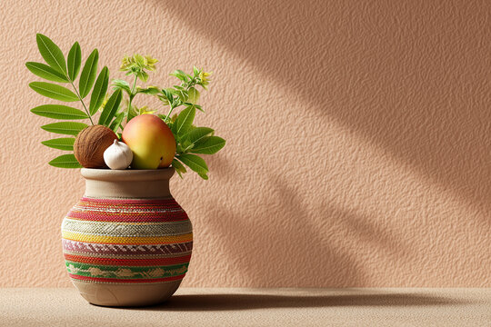 Navratri Kalash concept isolated with clean background.
