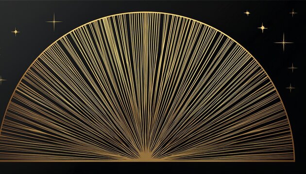 Art Deco Outline Stroke In Golden Color For Classy And Luxury Style Premium Vintage Line Art Design Element