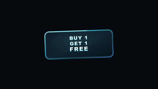 Premium commercial promotional motion graphic optimized for 30 FPS featuring a rigid frosted glass badge with BUY 1 GET 1 FREE typography, zero external shadows, unified parent-scale pulse system.