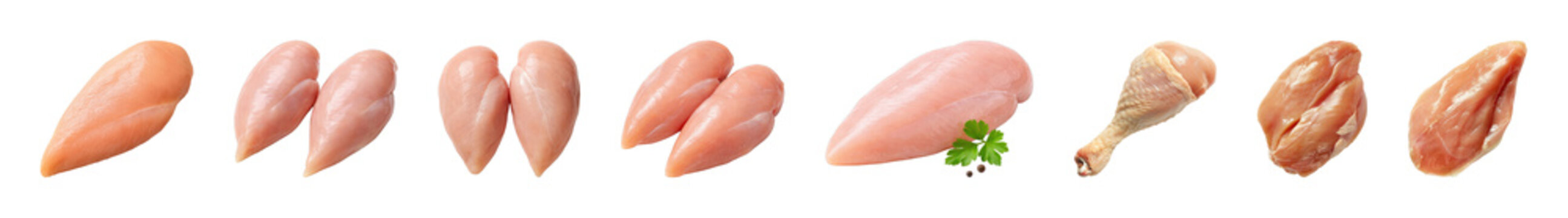 PNG Assorted raw chicken cuts on transparent background