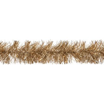 Golden sparkling tinsel garland holiday border trim