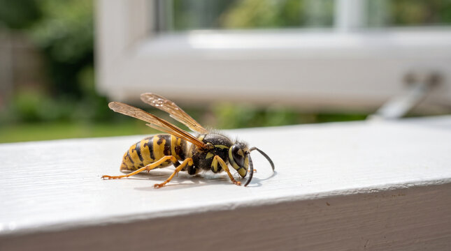 Dead wasp near window frame - Dead wasp near window frame  
