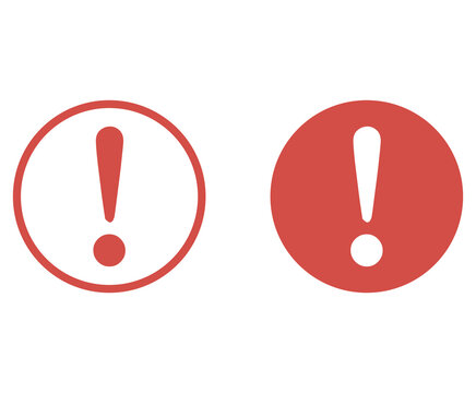 Exclamation mark alert icon set featuring attention notification symbols and round warning icons in outline and solid vector styles illustration