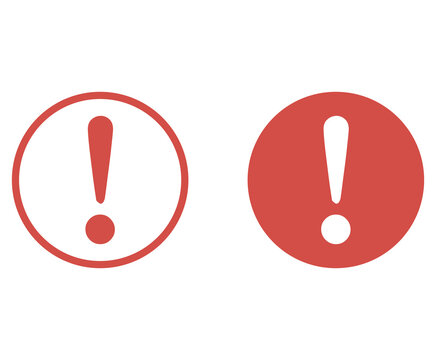 Exclamation mark alert icon set featuring attention notification symbols and round warning icons in outline and solid vector styles illustration