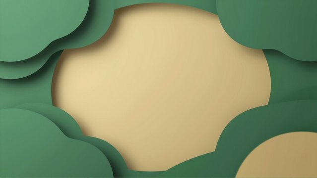 abstract background green beige color scheme background has gradient effect green side beige right side green leaves arranged way creates wave like pattern overlapping center large oval shaped object