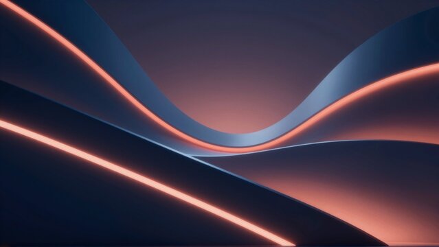 abstract digital art piece dark blue background gradient orange pink colors colors arranged wave like pattern creating sense movement energy orange color side while pink color center wave appears