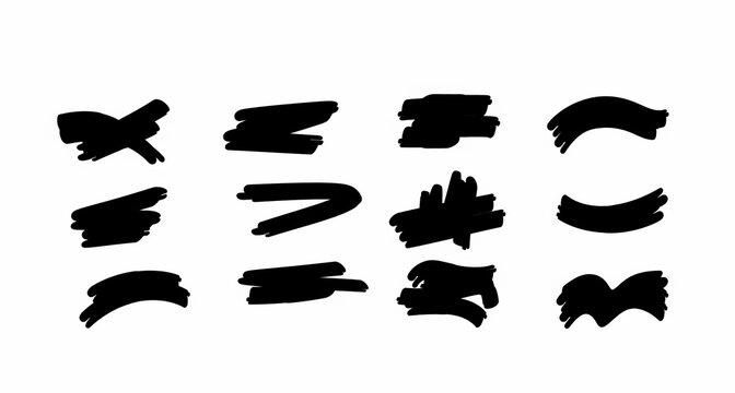 Hand Drawn Black Wavy Scribble Lines Set Isolated on White Background	