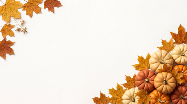 Autumn Leaves and Pumpkins Frame Background