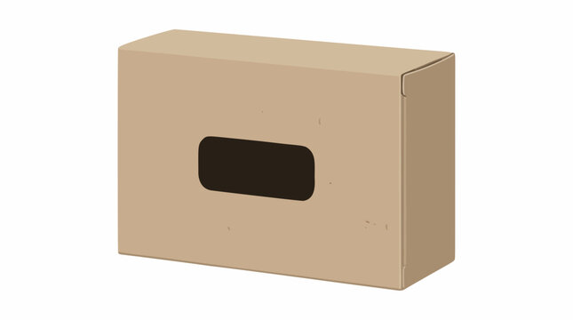 Sustainable Kraft Paper Cardboard Box Mockup with Window Vector Illustration