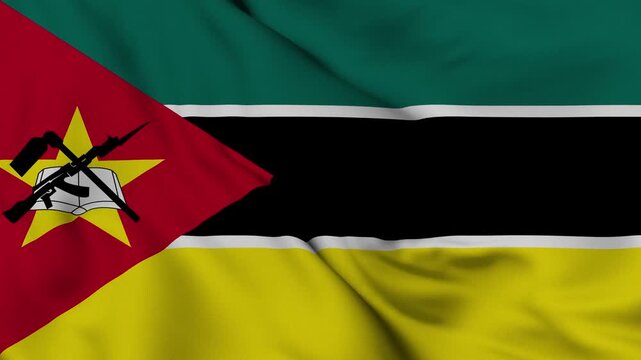 4K animation of the Mozambique national flag waving in the wind
