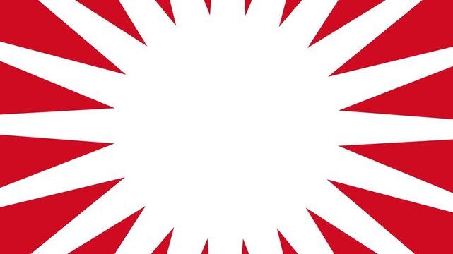 An open white center sits inside rotating red sunburst rays that zoom slightly, looping seamlessly and leaving clear space for a logo, product or title.