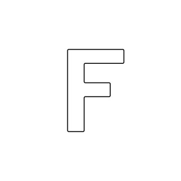 A large black outline capital letter F symbol on the center. Illustration on transparent background