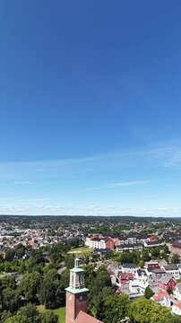 Aerial drone view of Fredrikstad, Norway