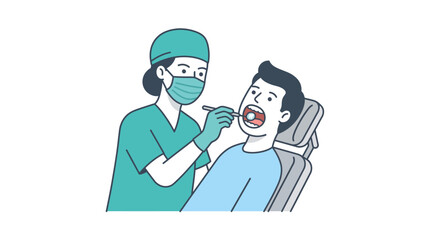 Fototapeta premium Dental Checkup Procedure with Dentist and Patient.