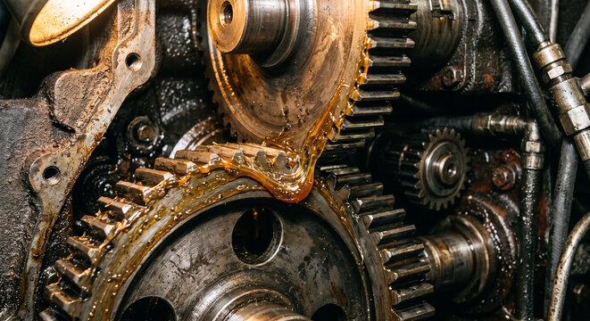 Macro Viscous Lubricant Stretching Between Heavy Industrial Metal Gears