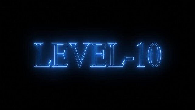 level 10 neon bright text font colorful 4k video animation. Neon level up sign and upper Level . next Level text animation. next level neon title Laser vintage effect....