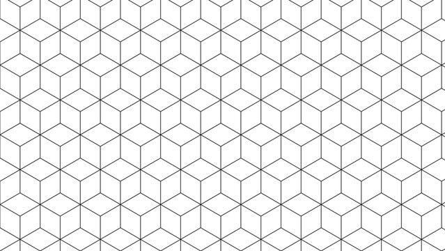 Black and white geometric pattern of repeating isometric cubes