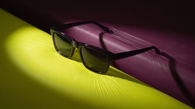 Angular sunglasses frame bridging sculpted latex ridges