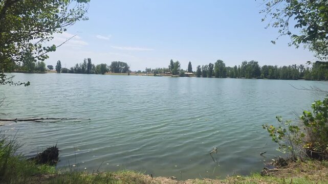 Scenic View of Les Lacs du Fauga in Le Fauga, Haute-Garonne. Toulouse, France