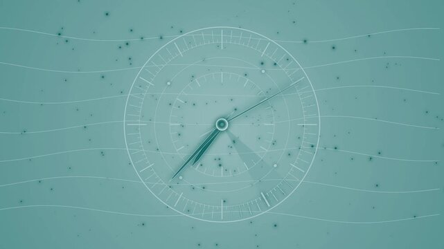 Simple watch face animation. fast moving clock hands. minimal time loop. Concept of passing time and the transience of life. Spiral of time. Rotating clock face and hand.
