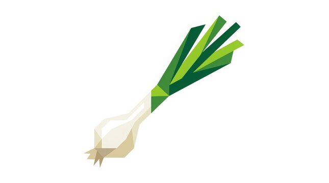 Vegetable - Low Poly Geometric Green Onion Spring Onion Flat Design Illustration on White Background