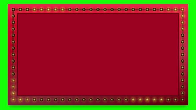 Retro marquee frame with flashing glowing bulbs