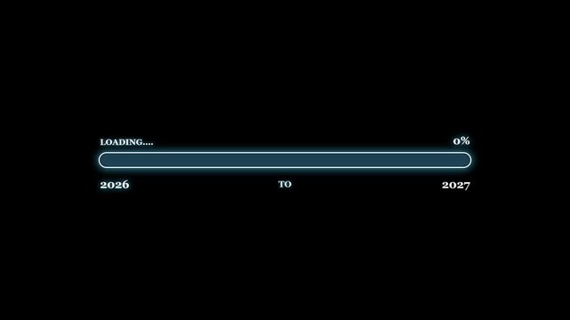 Progress loading bar animation from 2026 to 2027