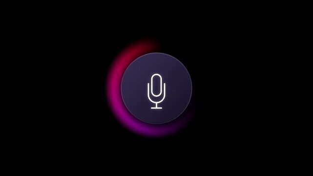 Generic microphone icon with glowing digital voice command animation
