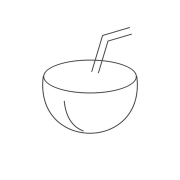 Coconut drink with straw outline icon