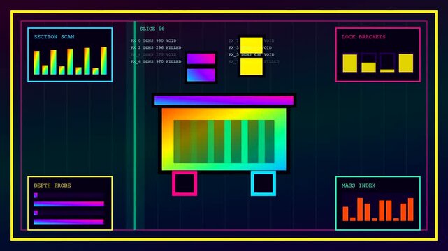Digital basket abandonment metrics display on a dark virtual dashboard interface showing multiple graphical charts and progress bars representing analytical data points across several screens